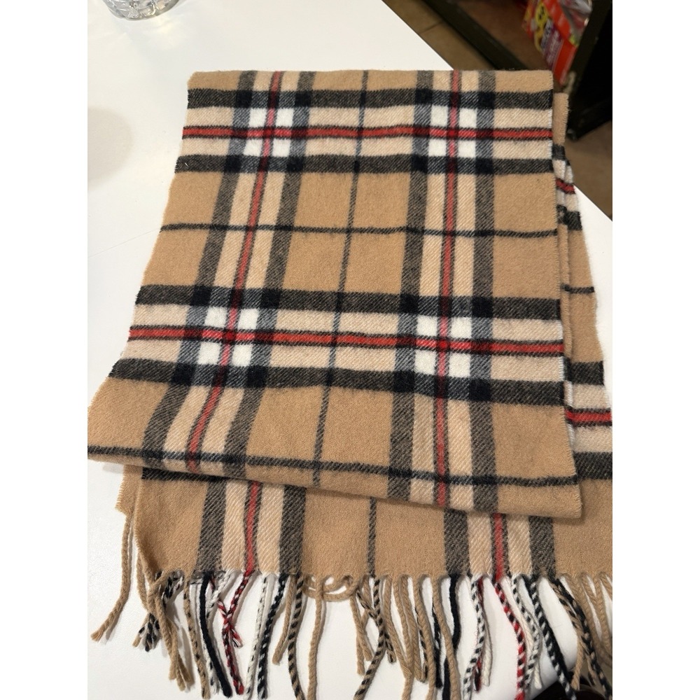 SCOTLAND VINTAGE AUTHENTIC JOHNSTONS OF ELGIN LAMBSWOOL MENS FRINGE SCARF 61"